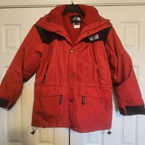 Vintage North Face Parka Jacket Mens Small Red Black Goretex Outdoor Nylon 90s